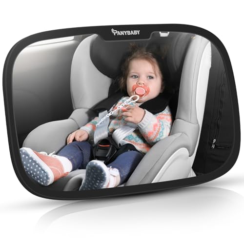 Panybaby Rear Facing Baby Car Mirror Safety Fixed Headrest Baby Car Mirror with Wide Clear View Shatterproof 360 Rotation Crash Tested and Certified
