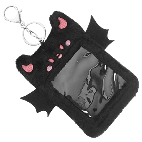 DOITOOL Plush Card Holder Keychain Sleeve for Photos Postcards Collectibles Cute Demon Wings Design Compact Lightweight for Students Collectors