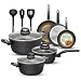 NutriChef 12-Piece Nonstick Kitchen Cookware Set - Professional Hard Anodized Home Kitchen Ware Pots and Pan Set, Includes Saucepan, Frying Pans, Cooking Pots, Dutch Oven Pot, Lids, Utensil - NCCW12S
