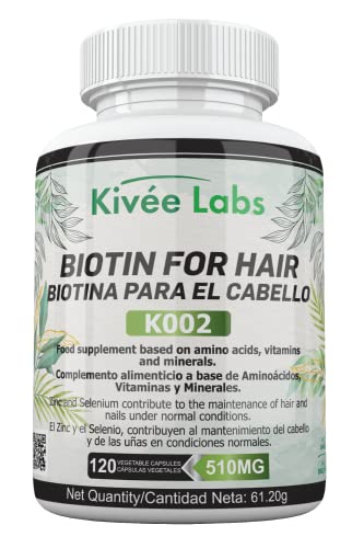 Kivéelabs Vitaminas para el Cabello - Biotina para el Cabello - Vitamina C - Zinc capsulas - Sin gluten, Apto para Veganos y sin OMG - 120 Cápsulas blandas - Fabricado en España