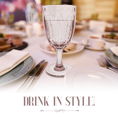 elle-decor-Set-of-4-Wine-Goblets-Pink-Colored-Glassware-Set-Colored-Wine-Glasses-Vintage-Glassware-Sets-Water-Goblets-for-Party-Wedding-Daily-Use-Wine-Glass-10-oz