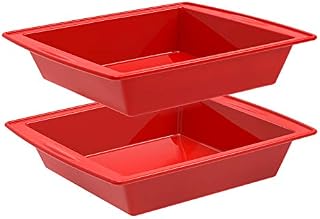 Square Cake Tins for Baking , Silicone Brownie Baking Tin , Set of 2 SILIVO Nonstick Baking Trays , Silicone Moulds for Brownie , Cake and Chocolate Bar Etc. (20 * 20 * 5 cm)