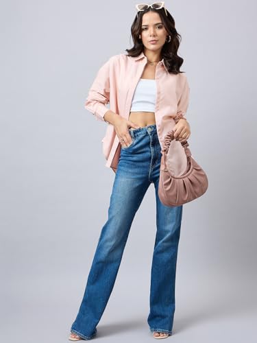 Image of Style Quotient Women Solid Smart Casual Oversized Polycotton Shirt