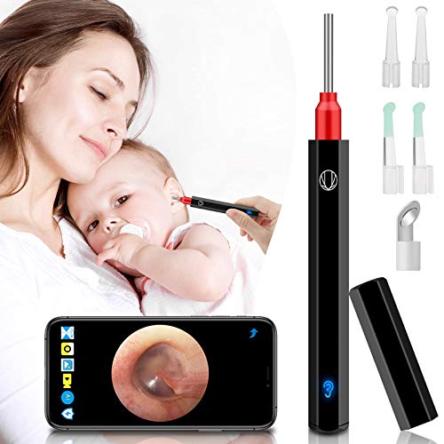 Softula Ear Wax Removal,Wireless Otoscope Earwax Removal Tool 1080P HD WiFi Ear Endoscope with LED Light,3.5mm Mini Visual Ear Inspection Camera Silicone Ear Pick Cleaning Kit for Adults Kids Pets
