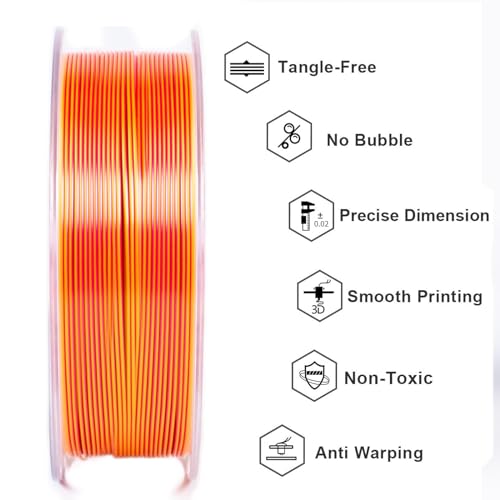 Image of Geeetech Silk PLA Filament 1.75mm Silk Dual Color Filament, Coextrusion Dichromatic Metal-Like Shiny Consumable 1kg (2.2lbs) 1 Spool, Dimensional Accuracy + /- 0.02 mm, Gold Red