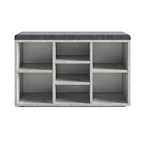 Banc de rangement pour entrée et dressing moderne style béton Sofia