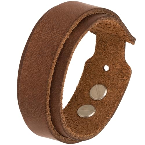 Simaru Lederarmband Damen & Herren - 25mm breit, pflanzlich gegerbtes Echtleder, robuste Schraubniete, allergikerfreundlich
