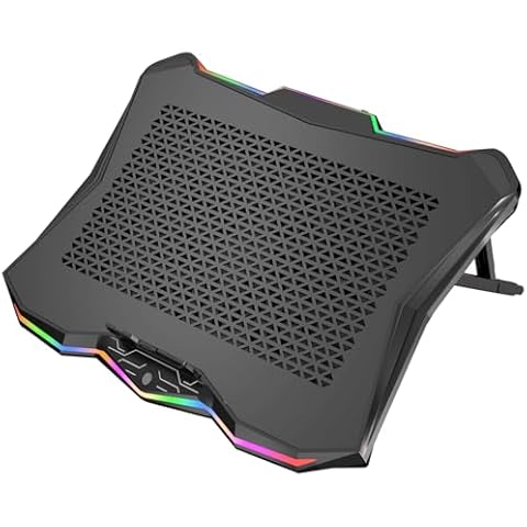 AICHESON Laptop Cooling Pad, Chill Pad for 15.6-17.3 Inch Notebook with 7 Height Slots, 2 USB Ports, RGB Lights, Perfect for Reducing Temperature of Laptop, AA3 Cover
