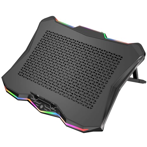 AICHESON Laptop Cooling Pad, Chill Pad for 15.6-17.3 Inch Notebook with 7 Height Slots, 2 USB Ports, Rainbow Lights, Perfect for Reducing Temperature of Laptop, AA3