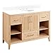Signature Hardware 475185 Burfield 49" Free Standing Single Vanity Set with Bamboo Cabinet, Vanity Top, and Oval Undermount Vitreous China Sink - 8" Faucet Holes