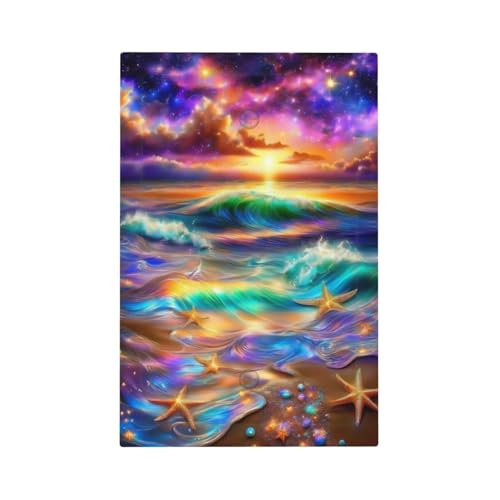 Decorative Switch Covers Plate Colorful Sunset Starfish Beach Shells 1 Gang No Device Single Blank Outlet Covers Wall Plate Cover Light Switch Plate Electrical Faceplate for Bathroom Decor