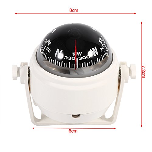 Car Mount Compass, Multi-Functional Sea Marine Navigation Bracket Mount Compass Voyager Compass Boating Compass For Car Marine Boat Ship Caravan Truck (White) #TOP4