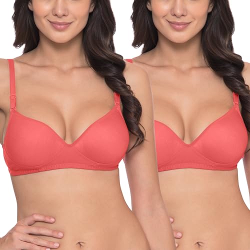 Image of Komli - Heavily Padded Push-Up Bra - Cotton Rich - Balconette - 3 /4th Coverage, Seamless, Wireless, Multiway Straps - T-Shirt Bra (Pack of 2)