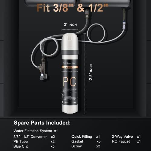 Wingsol Under Sink Water Filter With Faucet Nsf/Ansi 42&53, Reduce 99.99% Chlorine, Heavy Metals, Sediment, Anti-Clogged No-Crack No-Leak, 4K Gallon 1.3Gpm, Quick Change & Connect, Multi-Stage Filter #TOP5