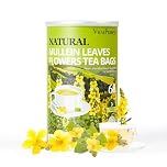 60 Mullein Leaf Tea Bags for Lungs, VitalForest 100% Pure Mullein Tea, Mullins Detox Lung Cleanse Tea for Smokers Breathe Deep, Caffeine Free Mullen Mullin
