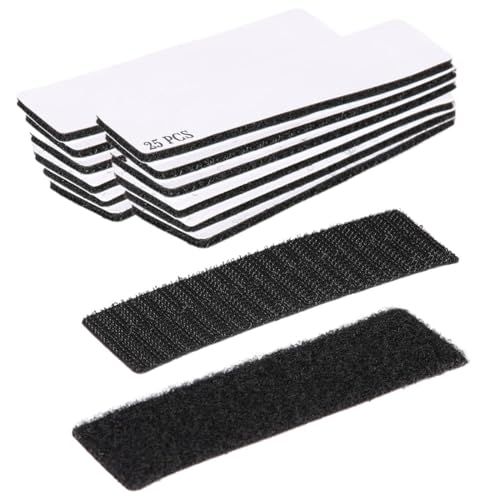 ZEPIQOR Feltro Adesivo Forte Biadesivo, 25 Pezzi velcro adesivo forte, velcro adesivo, Extra Forte Autoadesivo Adesivo A Strappo Per Le Faccende Domestiche Fai Da Te Nero 3 x 10 cm