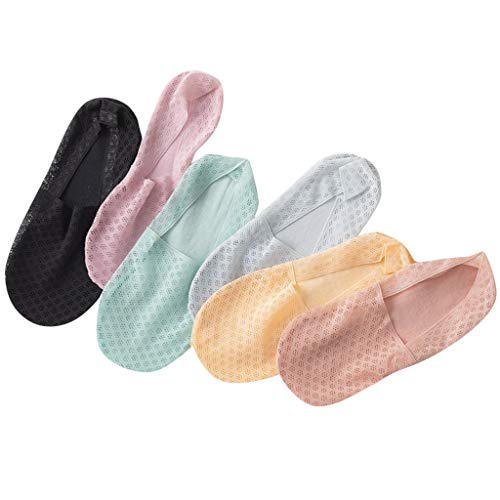 Womens Lace No Show Socks Non Slip Flat Invisible Liner Socks Mesh Low Cut Breathable Boat Sock for Flats Boats Loafrers 6 Pairs