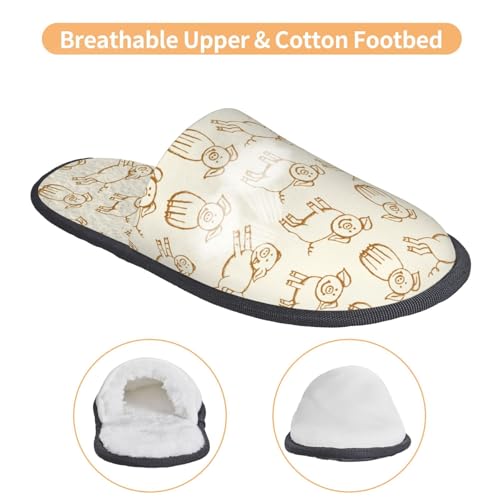 Funny Pigs Print House Slippers For Women And Men,Soft Slippers With Memory Foam,Non-Slip Indoor Home Shoes3