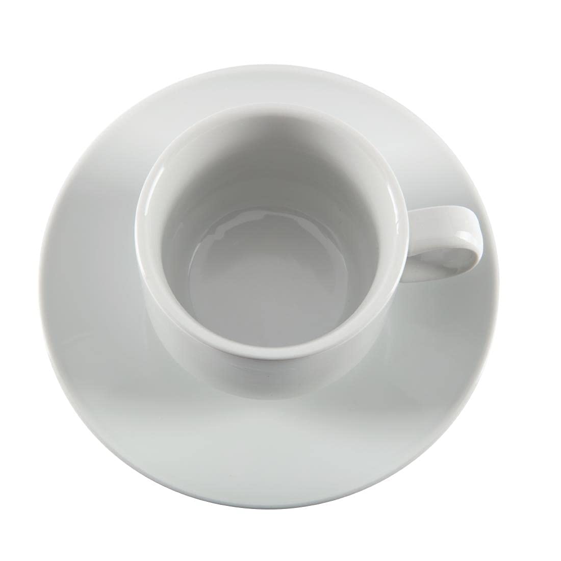 Olympia Whiteware stapelbare Teetassen, 200 ml (12 Stück), weißes Porzellan, Teetassen und Kaffeetassen, splitterfest, passend für Untertasse CB468, mikrowellen-/spülmaschinenfest, CB467