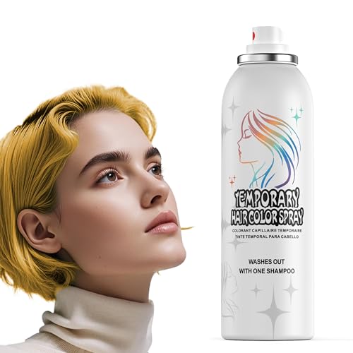Spray tinte capilar temporal dorado – Fórmula suave, lavable y no pegajosa | Alternativa instantánea a la tintura dorada para adultos | Maquillaje para Halloween, Disfraces, fiestas, 150 ml
