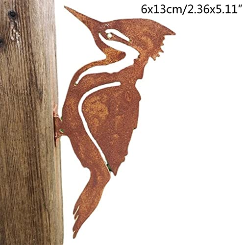 Stake Design Pileated Bird Rusty Metal Silhouette Yard Metal Decor Tree Elegant Lawn Silhouette Bird G1B8 Decor Garden Rust #TOP6