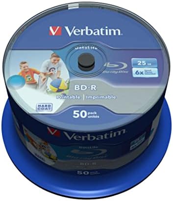 Verbatim BD-R SL Datalife, Blu-Ray-Disk 25 GB - 6-fache Brenngeschwindigkeit - Groß bedruckbar - Kratzschutz, 50 Stück Spindel