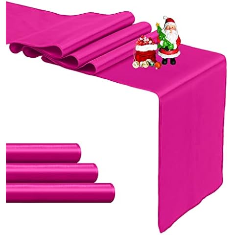 Pufogu Hot Pink Satin Table Runner Cover