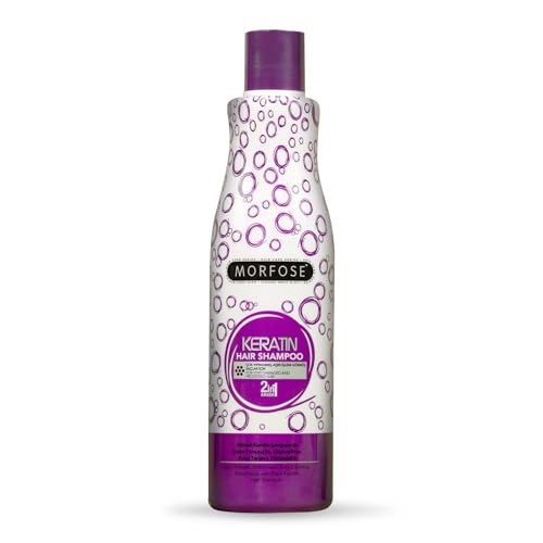 Morfose Champú de queratina para cabello dañado y procesado, suavidad sedosa, suavidad y fuerza, fórmula sin sulfatos y sin parabenos para un cabello sano y hermoso, (mediano, 500 ml)