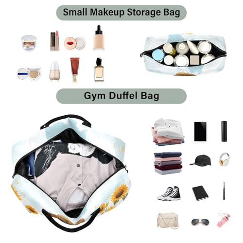 Weekender Bags Travel Duffel Gym Bag Baby Sunflower Field Carry on Overnight Tote Bag with Toiletry Bag for Airplane Travel Trip Gym Yoga4