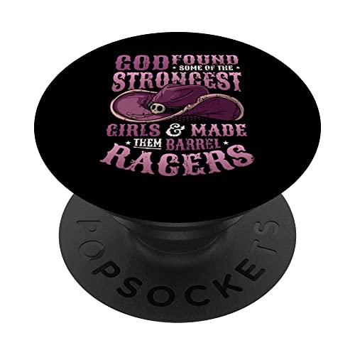 Barrel Racer Girl Barel Racing PopSockets Swappable PopGrip, Black