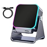 FiTspi Wireless Induction Speaker, 5-in-1 Bluetooth Speaker With Phone Stand, Audio Station with Light, 360° Adjustable Holder for Tablet Phone