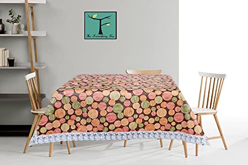 Image of The Furnishing Tree Waterproof Square Shaped 4 Seater Printed Table Cover Size 54x54 inches with White Border Lace