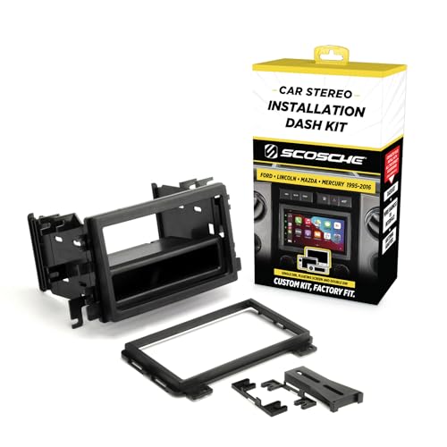 Scosche FD3090B Double DIN or Single DIN with Pocket Radio Install Dash Kit Compatible with Select 1995-2016 Ford, Lincoln, Mazda and Mercury Vehicles - See Fit Guide in images to verify your vehicle