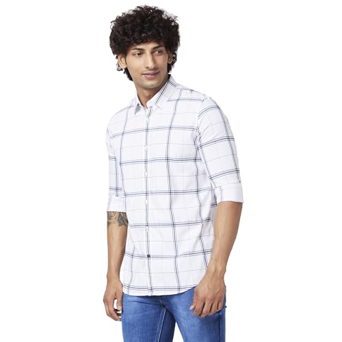 Image of Spykar Men's Regular Fit N /A Full Sleeve Checked Casual Shirts