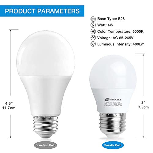Seealle Led Refrigerator Light Bulb 4 Watt, Waterproof Freezer Led Light Bulbs, A15 E26 Medium Base Appliance Fridge Light Bulb, 40 Watt Equivalent 120V, Daylight White, Not-Dim (Pack Of 2) #TOP4
