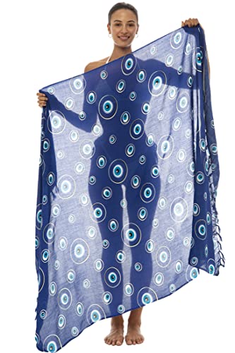 Back From Bali Womens Evil Eye Sarong Swimsuit Cover Up Greek Island Third Eye Pareo Wrap Skirt3