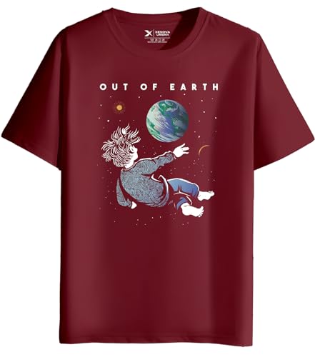 Image of XENOVAURBAN Men's Graphic Printed RN-Earth Round Neck Regular and Plus Size Cotton T-Shirt
