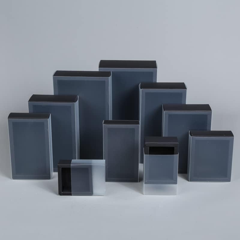 100pcs Large Drawer Krft Paper Packaging Box with Clear Matte Cover New Year Bags Jewelry Display Wholesale (Black,100pcs)