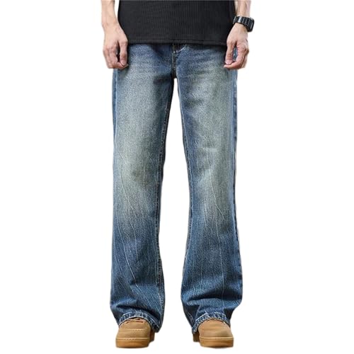 Men's Flared Jeans – Bootcut Denim Pants Streetwear Blue Full-Length Trousers