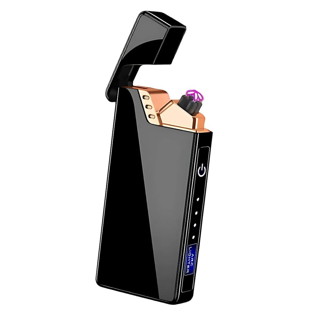 Drumstone (𝗦𝗽𝗲𝗰𝗶𝗮𝗹 𝟱 𝗬𝗲𝗮𝗿𝘀 𝗪𝗮𝗿𝗿𝗮𝗻𝘁𝘆) Compact Dual Arc Rechargeable Lighter, Windproof, Flameless & Portable | 300 Ignitions/Charge, Durable Zinc Build, USB Rechargeable-image-2