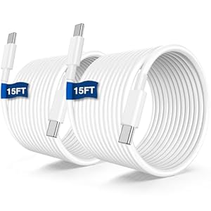 Cable de carga rápida USB C a C de 15 pies, 60 W de carga rápida tipo C a C, cable de carga para Apple iPhone 17 Pro Max/17 Air/16 Pro Max/15 Plus, iPad Pro 12.9/11 pulgadas/Mini/Air 5/4th, MacBook