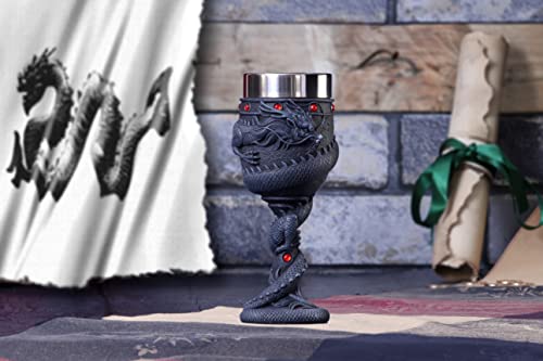 Nemesis Now Dragon Coil Goblet 20cm Black, Resin w/stainless steel insert - Image 3