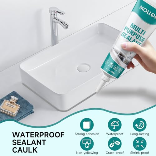 Image of Grey Silicone Caulk for Bathroom & Kitchen,Waterproof Silicone Sealant for Shower, Countertops, Easy to Use with Tool, Stronger Adhesion, Shrink & Crack Proof, Long-Lasting (5.29oz Grey)
