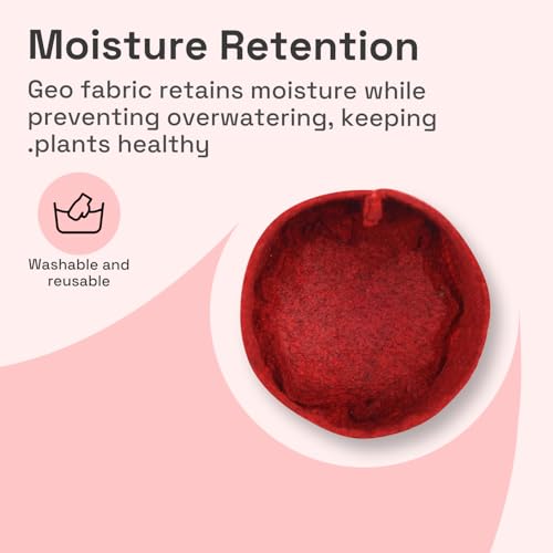 Image of Geo Fabric Grow Bags for Plants 6X6 Inch (Pack of 4) | 400 GSM Heavy Duty UV-Protected Round Maroon Colour Plant Bags for Terrace and Vegetable Gardening | Strong & Reusable|