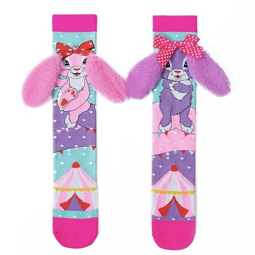 Moyel Crazy Socks for Kids Girls Animal Knee High Silly Funny Wacky Novelty Rabbit Cute Fun Gifts Easter Bunny Sock 5-12 Years