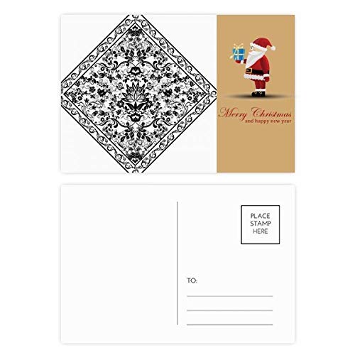Cartes postales carrées noires Père Noël correspondance noël