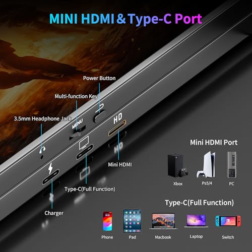 Image of 16 inch 144Hz Portable Monitor, FHD 1200P HDR Portable Gaming Monitor with USB-C HDMI VESA and Magic Cover,External Screen for Laptop,PC,Phone,PS5,Mac,Xbox,etc.