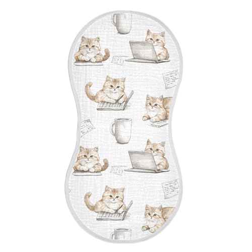 vvfelixl Busy Kitten Working Burp Cloths for Baby Boy Girls Baby Washcloths Burp Rags 1 Pack
