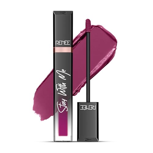 Image of RENEE Stay With Me Matte Transferproof Liquid Lipstick- Hunger for Berry | Waterproof & Smudge-proof | Bold Pigment, Lightweight & Long-lasting | With Hyaluronic Acid & Vitamin E | 6 ml