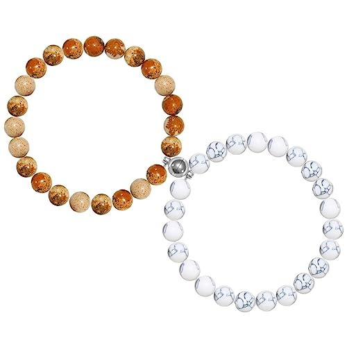 Bracelets pierre naturelle de prestige : lot de 2 bijoux de couple en perles 8 mm